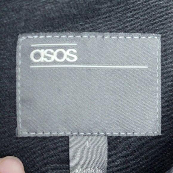 ASOS Men's Black Denim Jacket Size Large Buttons 100% Cotton - Picture 4 of 9